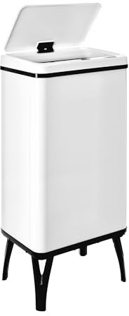 WELL HOME MOBILIARIO & DECORACIÓN Cubo de basura inteligente con apertura automática y contacto manual de 50L, 35,5x26x83,5cm color blanco.