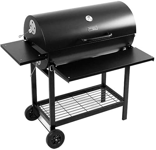 Barbecue Holzkohlegrill Trolley Hinterhof Terrasse Outdoor Garten Smoker Barbecue BBQ Eingebautes Thermometer Tragbarer BBQ-Grill