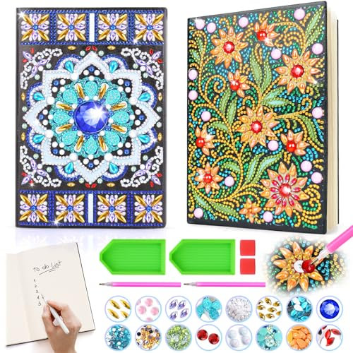Bastelset Kinder ab 6 Jahre, Geschenke Mädchen 5 8 10 11 Jahre Diamond Painting Kinder Tagebuch Basteln Mädchen 7-8-9-12 Jahre Geschenkideen Spielzeug Geburtstagsgeschenk Mandalas Mosaik A5 Notizbuch