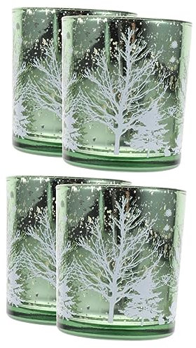 TOPBATHY 4 Stück Kerzenhalter aus Glas Weihnachtsdekoration Weihnachtsschmuck christbaumkerzenhalter Christbaum kerzenhalter Kegelkerzenhalter Spitzkerzen weihnachtliches Herzstück