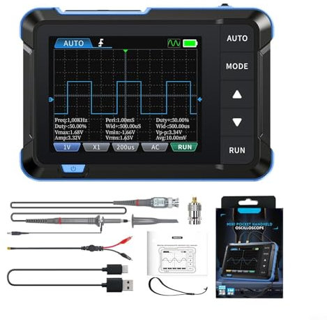 HEIBTENY Handheld Oszilloskop Multimeter Digital Speicher Oszilloskop Signal Generator für Kapazitäts und Widerstandsprüfungen 1000 mAh(Upgraded)