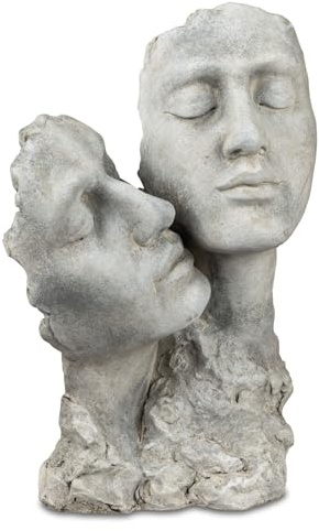formano Gartenfigur Büste Paar Zementstein Antik-Optik 30 x 20cm Skulptur Statue Dekoration Innen Außen Wetterfest Schwer Robust Kunststein Geschenkidee Pärchen Liebespaar
