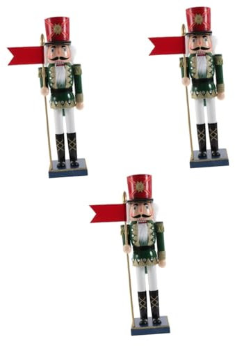 PRETYZOOM 3 Piezas Cascanueces de Navidad navideños Christmas decoração de muñecos Madera Puerta Figurilla Cascanueces de Madera de Navidad decoración de