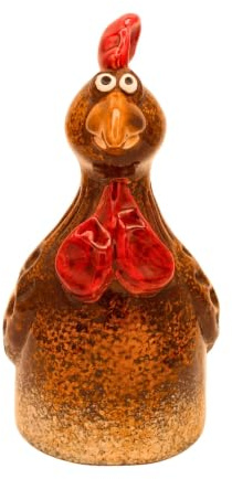 Manufaktur Lichtbogen Zaunhocker Huhn braun aus Keramik Gartenfigur Dekofigur Gartendeko Gartenkeramik