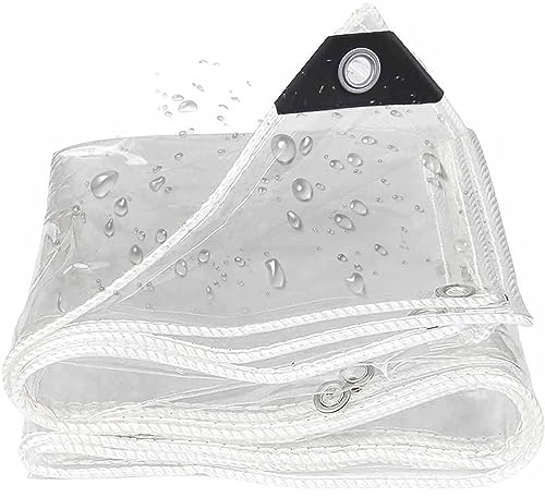 Transparent Waterproof Tarpaulin 6x8m Outdoor Rain Cover Dustproof Windproof Foldable for Garden Plants Greenhouse Roof Protection