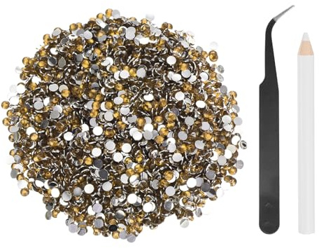 sourcing map 4000 diamantes de imitación de resina con parte trasera plana, SS16 de 4 mm, gemas de brillo redondas a granel con herramientas de recogida para manualidades, vasos, tazas, ropa, color
