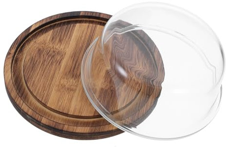 iplusmile caja de almacenamiento de mantequilla mantequera con tapa de vidrio encargado de la mantequilla Soporte de mantequilla con tapa mantequillera redonda plato de mantequilla de madera