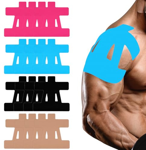 SREBIWO Kinesiotapes Vorgeschnitten für Schultern, Kinesio Tape Schulter | 12 Stück, Physio Tape, Mehrfarbig, Wasserfestes & Elastisches, Atmungsaktiv, Hautfreundlich, für Schulter Unterstützung