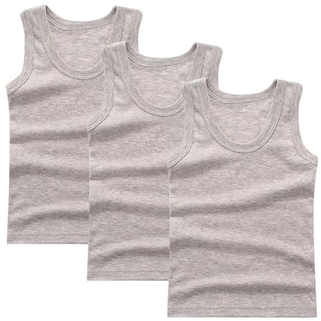 XINYUNZU 3er Pack Tank Top Kinder Baumwolle Unterhemd Rundhals Ärmellose Shirt Casual Tanktop Einfarbig Freizeit Tops Sommer Unterhemden für Jungen und Mädchen 2-14 Jahre