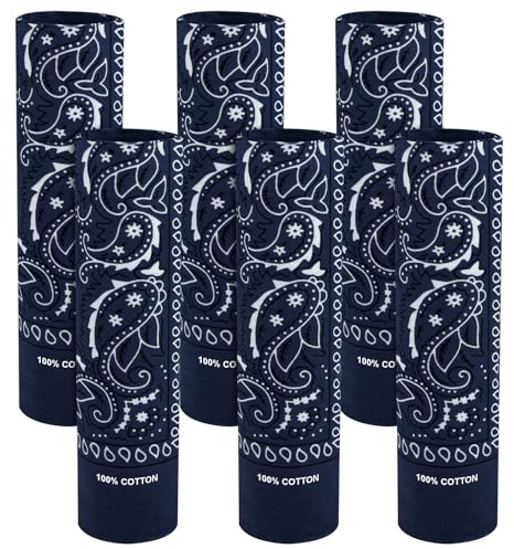 BOUBONI 6 Stück 100% Baumwolle Bandana Paisley Bandanas Vielseitiges Kopftuch Multifunktionstuch Kopftücher Halstücher Damen Männer (Weiß)