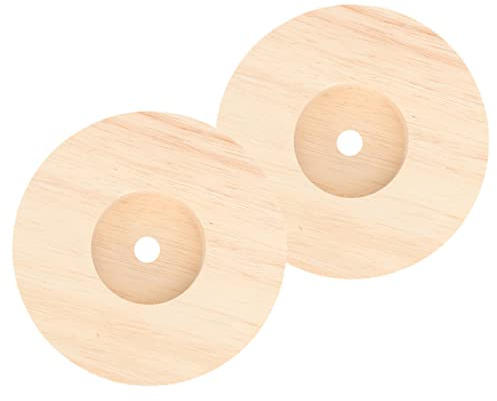 Mikikit 2 piezas Base Lámpara Mesa Madera Redonda Soporte Estable con Orificios para Cable Accesorio Rústico para Lámparas de Escritorio