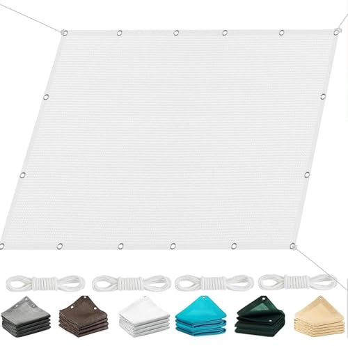 Telone ombreggiante rettangolare traspirante, 280 x 280 cm, protezione solare, vela ombreggiante, per giardino, terrazza, balcone, patio, colore bianco