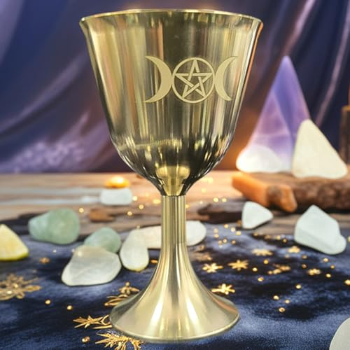 Calice gobelet en cuivre pentagramme triple lune coupes à vin en métal pour usage cérémoniel vin autel et décoration religieuse