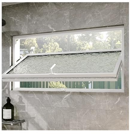 Fenêtre à battant en alliage d'aluminium blanc pour sous-sol et salle de bain 75 x 60 cm isolée encastrée ventilation rotative design et élégant