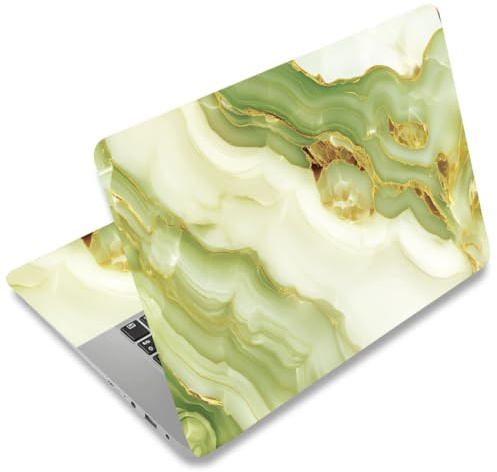 SUPERDANT Grün Gold Marmor Laptop Folie Aufkleber Universal Für 12 15.6 In Laptops Notebook Abziehbilder Abnehmbare Wasserdichte Personalisierte Schutzfolie