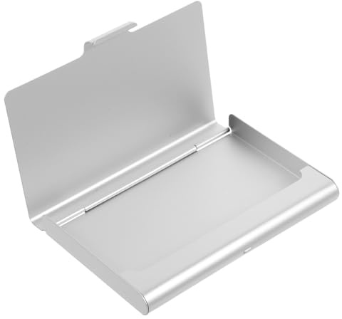 FIXOSHEE Aluminium Visitenkartenhalter Kasten Dicke Ausführung Tragbarer Schreibtischkarten Organizer Langlebig für Büro Klinik Reisen