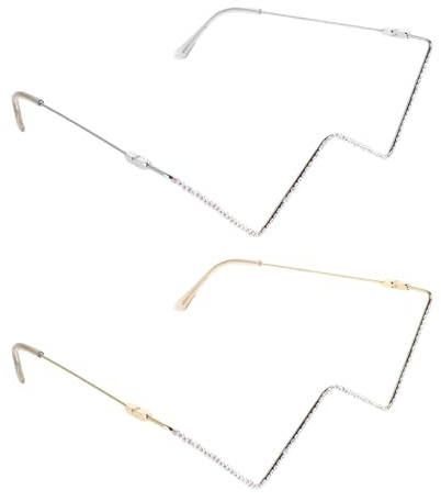 Holibanna 2 Pezzi Montature Occhiali V Mezza Montatura in Metallo Leggero Senza Lenti con Pietre Scintillanti Design Triangolare Decorativo per Feste Raduni Sociali e Uso Quotidiano