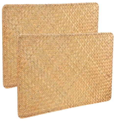 Toyvian 2 pezzi Tovagliette Rustiche Intrecciate Sottopiatto Rettangolare Resistenti al Calore per Tavolo da Pranzo Decorazione Casa e Ristorante Antiscivolo e Versatili