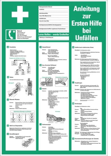 KSIGN Aushang Anleitung zur Ersten Hilfe bei Unfällen, Kunststoff, 395x575mm
