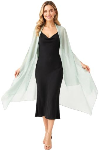 Gdrghe Women Solid Sheer Chiffon Shawl Soft Lightweight Wraps Elegant Loose Cover Up For Wedding Evening Party Bridal Bridesmaids Mother of The Bride Dress Accessories