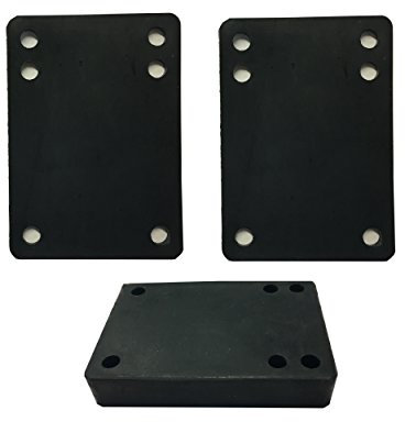 Vj skateshop Longboard Skateboard Riser Pads, Rubber, Set of 2, size 3mm (1/8) 6mm (1/4) 12mm (1/2) 14mm Angel Wedge Riser Pads, Black (14mm)