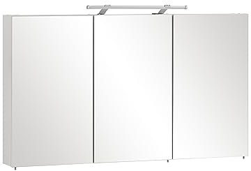 Schildmeyer Spiegelschrank 132253, Melaminharzbeschichtete Spanplatte, weiß, 120 x 16 x 71 cm