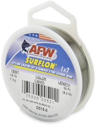 American Fishing Wire Unisex-Erwachsene 15LB FT Surflon CB 6,8 kg, 9 m, Camo, 30 Feet, 15 Pound Test