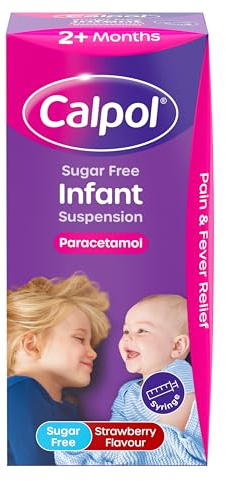 Calpol Sugar-Free Infant Suspension Paracetamol (1 x 100ml) | Strawberry Flavour Calpol Infant with Paracetamol for Fever and Pain Relief, Suitable for 2+ Months Babies and Kids