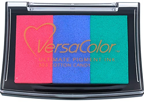 Tsukineko VersaColor Mehrfarbig Stempelkissen - Mehrere Farben, Cotton Candy 3 Varianten - Groß - Deckend, Wassbasis - Wasserfest - Embossing