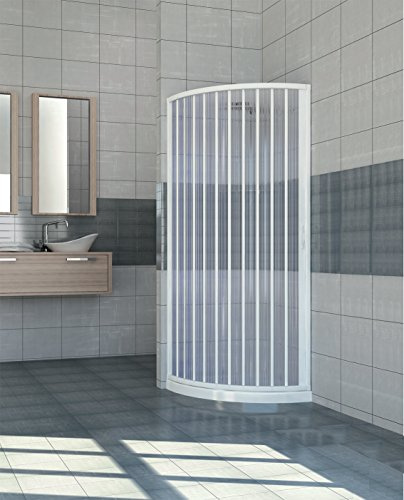 Cabine de douche en PVC circulaire ouverture latérale avec une porte pliantes, Dimension: 90 x 90 cm, Hauter 185 cm