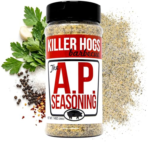 Killer Hogs BBQ 'AP' Rub - 340g (12 oz) | Championship BBQ and Grill Dry Rub for Beef, Steak, Burgers, Pork, and Chicken, Convenient Shaker Container