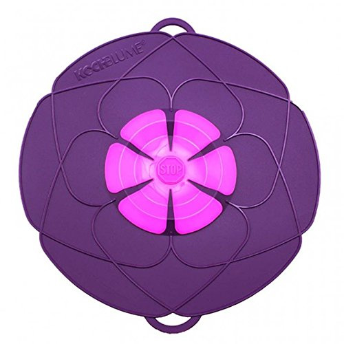 Kochblume L Ø14-24cm | Silikon Überkochschutz | Spritzschutz | Universaldeckel | Premium-Silikon & BPA frei| Hitzbeständig | Spülmaschinenfest | Farbe: lila