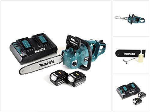 Makita DUC 355 PM2 Akku Kettensäge 36V (2x18V) Brushless 35 cm + 2x 4,0 Ah Akku + Doppelladegerät