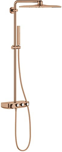 Grohe SmartActive 310 Multijet THM Duo Quadratisches, eingebautes Thermostat, 3 Strahlen, Antikalk-System, Serie Euphoria, 59,6 x 31 x 110 cm, kupfer gebürstet (26508DL0)