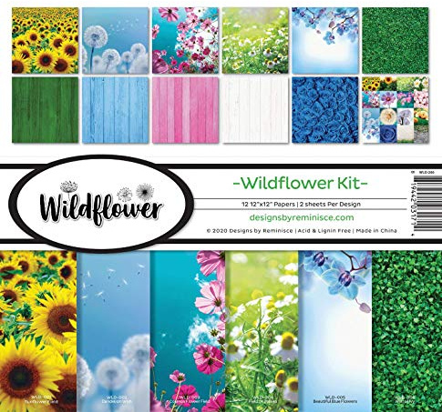 Reminisce Wildflower Collection Scrapbook Kit Paper Crafts, Multi Color Palette 12x12 inches