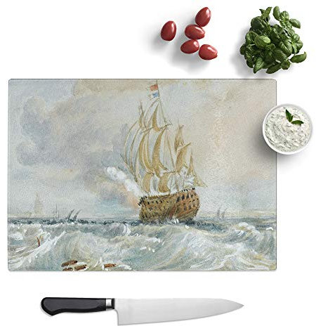 Kitchen Chopping Board Glass - J.M.W. Turner (Joseph Mallord William Turner) Watercolour (2) - Textured Worktop Saver Cutting Board - Heat Resistant, Shatterproof and Hygenic - 28.5 x 20 cm