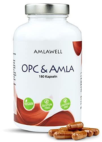 Amlawell OPC und Amla Kapseln hoch dosiert - vegan - Laktosefrei - aus deutscher Herstellung - 180 Kapseln in einer Packung erhältlich