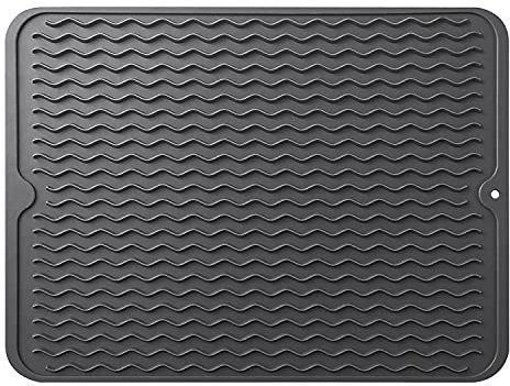 Hotype Tappetino Scolapiatti, Tappetini per Posate in Silicone, Antiscivolo, Resistenti al Calore, Utilizzati in Tavoli e Utensili da Cucina, Nero