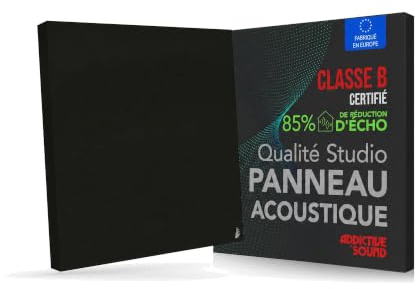 Addictive Sound Panneau Acoustique Mural Premium 50x50x6 cm, Noir | Classe B · laine Isover · kit mur/plafond inclus