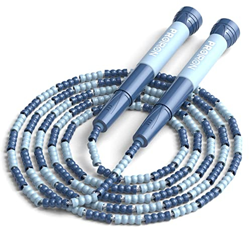 PROIRON Soft Beaded Skipping Rope,tangle free,jump rope for kids,2.8M adjustable length,Purple pink, blue,for beginners students
