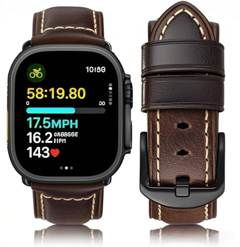 HUAFIY Läderarmband för Apple Watch armband 38 mm 40 mm/41mm, män kvinnor ersättningsband för iWatch Series 7 6 5 4 3 2 1, SE,Ultra