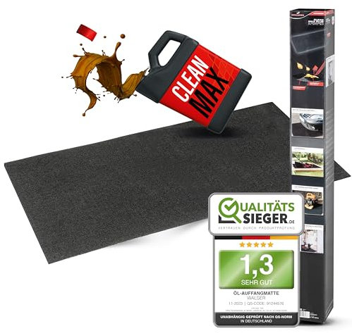 Walser Premium Öl Auffangmatte 100x200 cm, Qualitätssieger Sehr Gut*, Werkbank Unterlage, Garagenboden Matten 1 Stück, Garagenmatte Auto, Motorrad Matte Garage, Auto Unterleger, Werkstatt Ölmatte