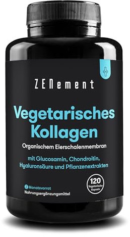 Vegetarisches Kollagen aus Bio-Eierschalenmembran – Natürliche Quelle für Glucosamin, Hyaluronsäure und Chondroitin, mit Pflanzenextrakten – Für Gelenke und Haut – 120 Vegetarische Kapseln
