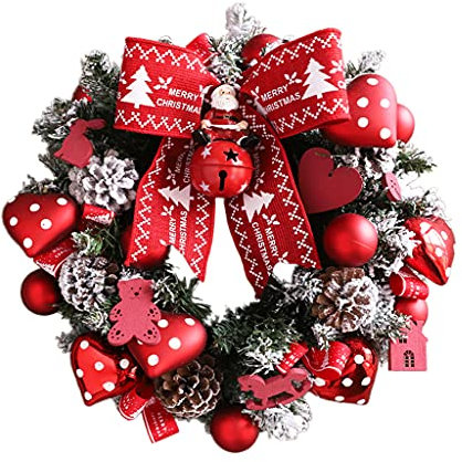 Wandbehang Weihnachtskranz, Schleife Dekoration Häuser Tür Wand Schaufenster Home Weihnachtskranz für Tür Kamin und Außen und Treppen