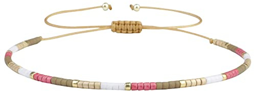 KELITCH Mode Perlen Armbänder Mix Farbe Seil Strand Armbänder Handgemachte Tiny Schmuck Für Damen - Rosa Braun 26C