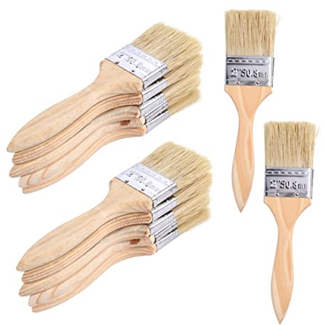 VILLCASE 10 Stück Klebepinsel Mit Naturborsten Holzgriff Borstenpinsel Zum Malen Beizen Reinigen Und Grillen Für Heim Und Küche