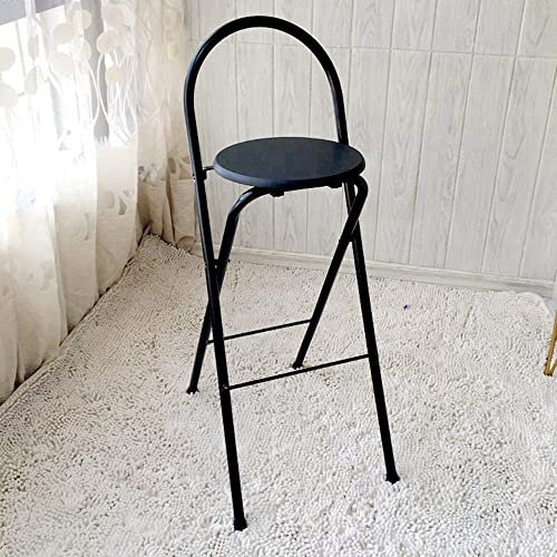 FREAZE 60cm Sedie da Bar Pieghevoli con Schienale, Sgabelli da Bar Alto con Poggiapiedi, Sgabello da Bar Pieghevoli per Cucina, Caffetteria, Pub, Sala da Pranzo (Color : Black, Size : H-60cm(24inch)