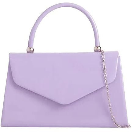 A2ZUKFASHION Bolso de mano de piel sintética para mujer, con asa superior, cadena de noche, fiesta, bolso de mano para boda, Lila