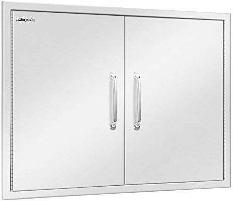 Karpevta Porta della cucina per esterni, 66 x 61 cm, in acciaio inox, per barbecue, porta di accesso a doppia griglia, per armadietti da cucina all'aperto o isola barbecue