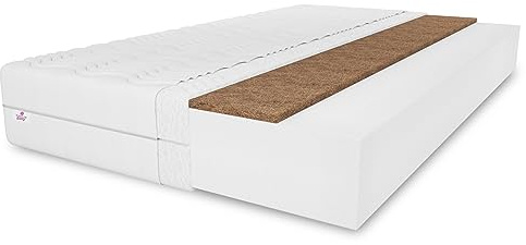 Schaum-Kokosmatratze Kokos sylver 180X200 cm, Matratze Höhe ca. 20 cm Härtegrad H3/H4, Farbe: Weiß, Hochflexibler Schaum inkl. Bezug